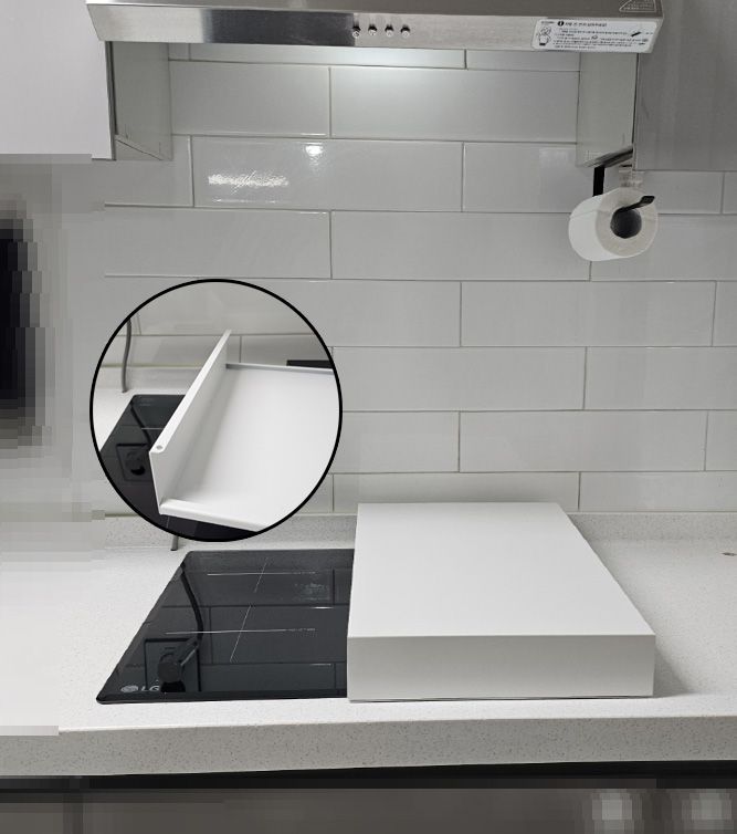 [오늘출발] [신상품] 케이엘 스텐304/공간활용도 UP 화이트/블랙 인덕션 커버 덮개 (반려묘 안전커버) 3sizes - 03.스틸 화이트_엣지_2구(32x54x7cm)