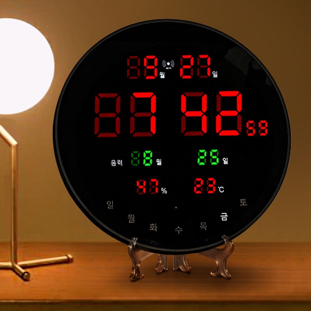 루미너스 WIFI 디지털 전자 벽시계 LED 거실 시계 사무실 무소음 벽걸이 인테리어 개업 선물 - 03_무빙초 400mm 레드