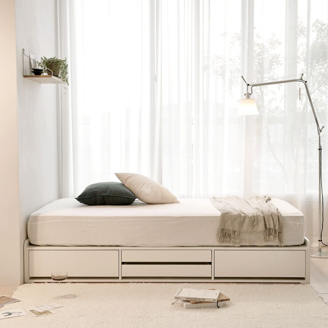 [신상품] 눕 이지 무헤드 수납 침대 프레임 SS/Q 2colors - 슈퍼싱글(SS)_화이트