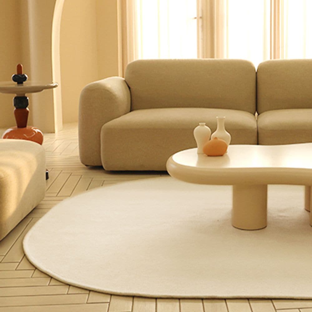 온결 워셔블 사계절 생활방수 타원형 러그 - 아이보리_100x150(반평) 