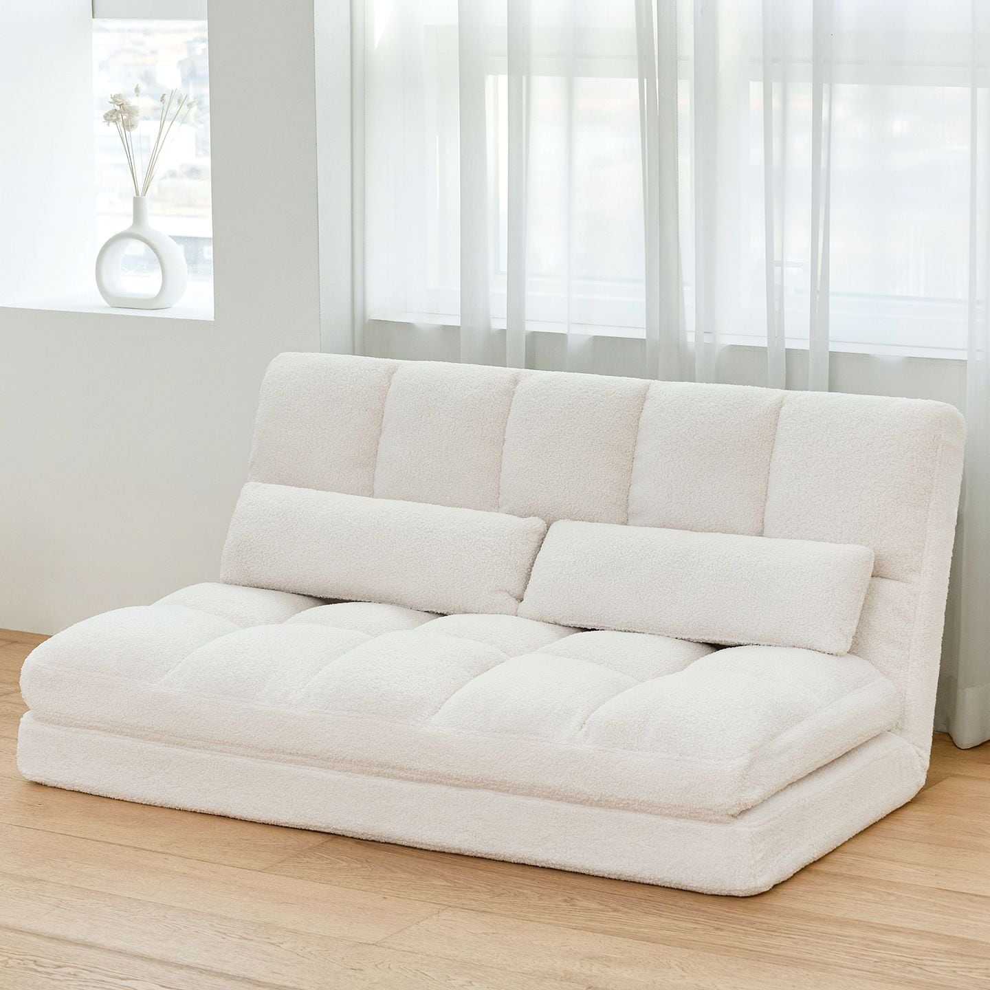 아이와비 카페 패브릭 2인 접이식 소파베드 6colors - 크림 부클레 