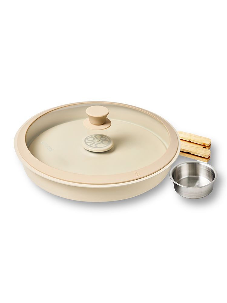 쿠달 불판혁명 마이야르 삼겹살 뚝딱 냄새X 연기X 기름튐X 쉬운 세척 에어그릴팬 PRO - PRO 32cm_아이보리