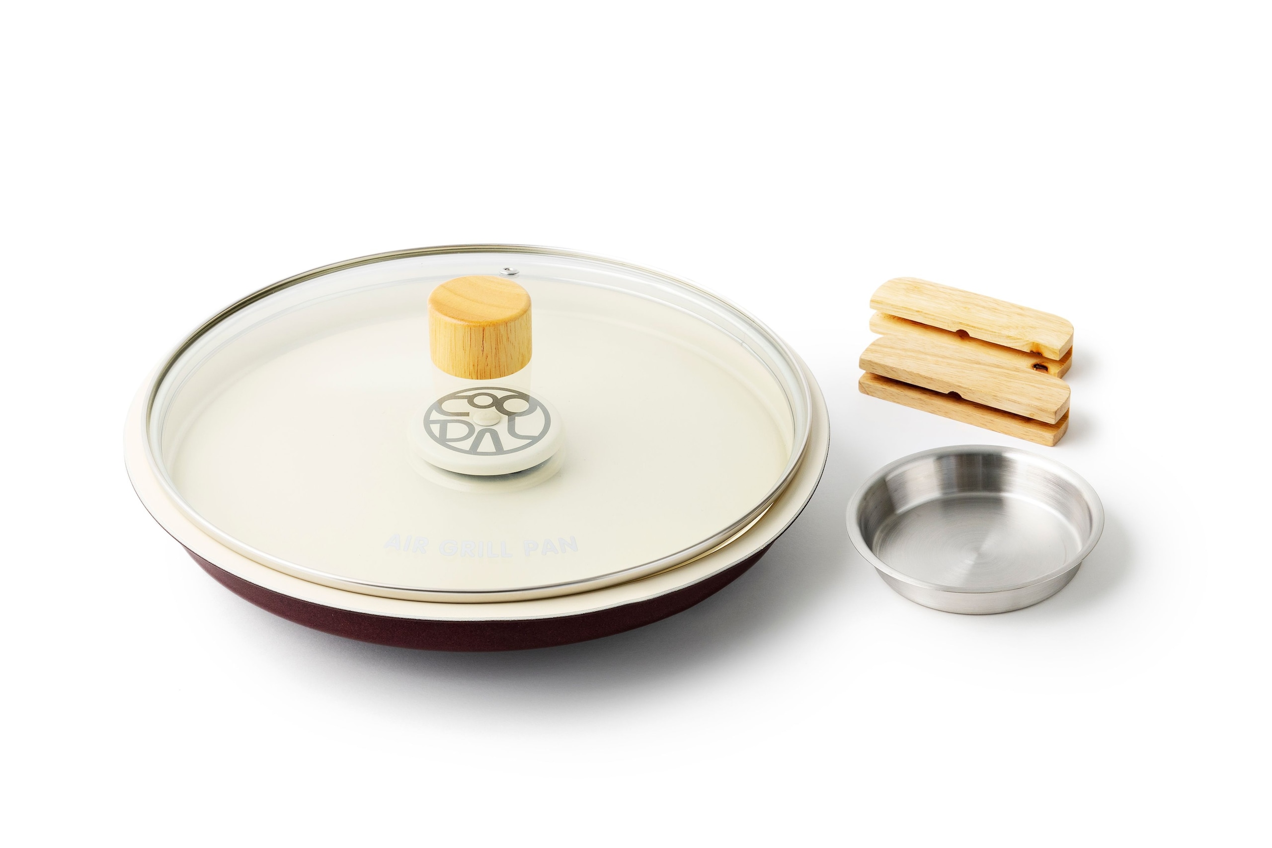 쿠달 불판혁명 마이야르 삼겹살 뚝딱 냄새X 연기X 기름튐X 쉬운 세척 에어그릴팬 PRO - 28cm_버건디