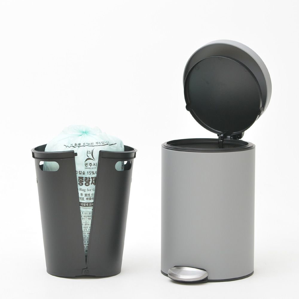 키펙스 종량제 무소음 페달휴지통 5L 10L 20L - 무광그레이_듀얼캡 종량제 10L