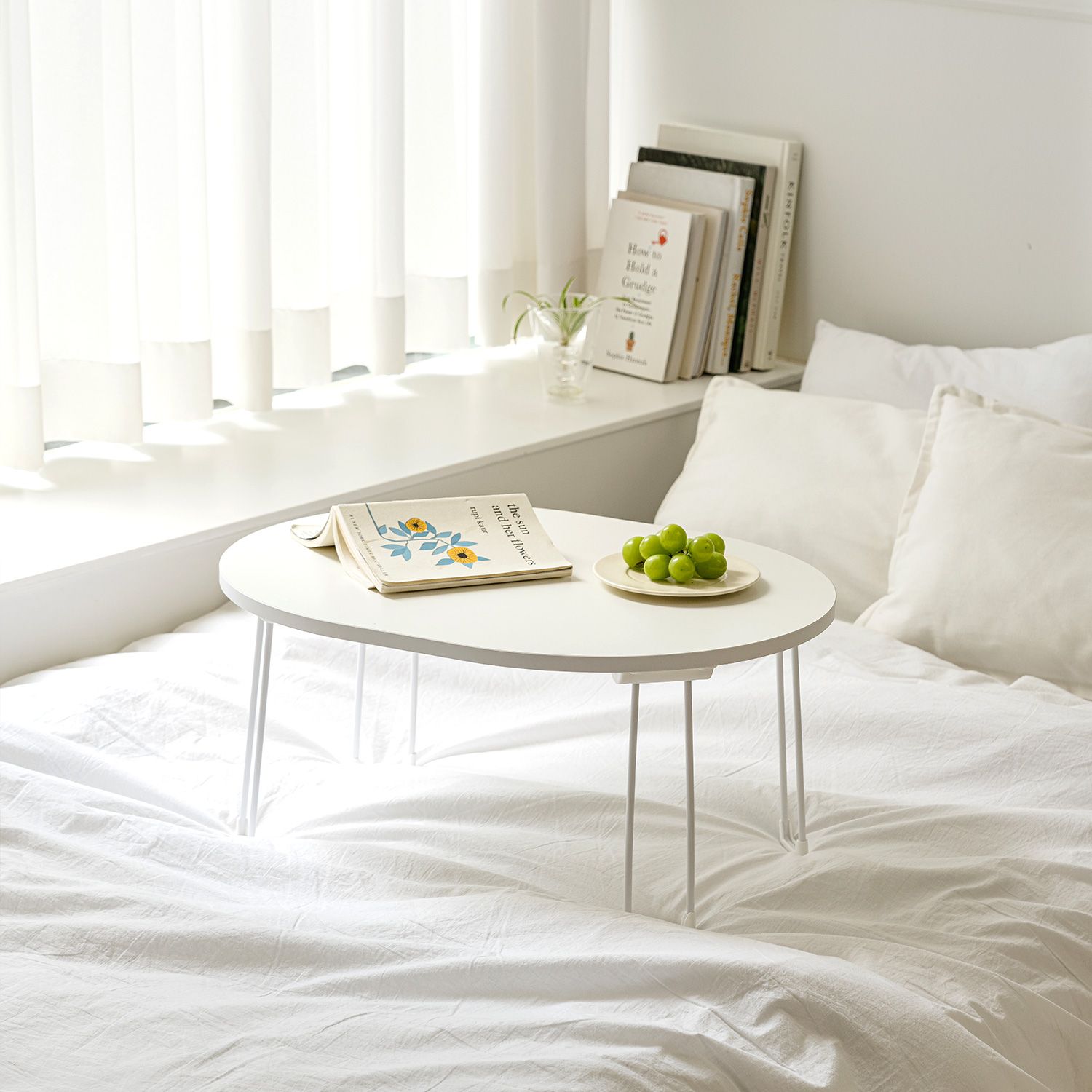 우드레이 블랑 좌식 접이식 상 거실테이블 (보호캡 증정) - 화이트 S 480X600 (보호캡증정)