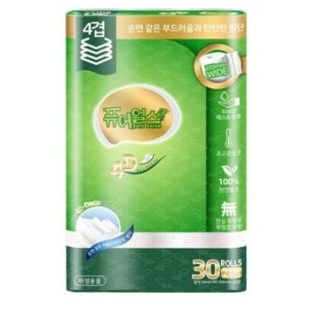 CProsis 천연펄프 4겹 휴지 고급롤 화장지 24m 30롤 2개 - 1팩