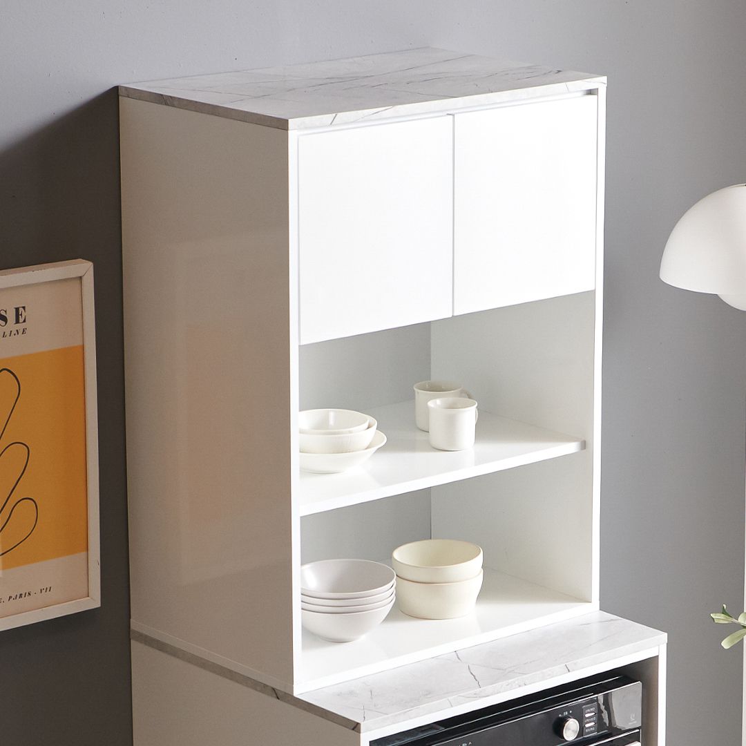 홈스빌 블레스 광파 900 주방수납장 오븐 밥솥 렌지대 수납 틈새 슬라이딩 보조 조리대 - 상부장_화이트