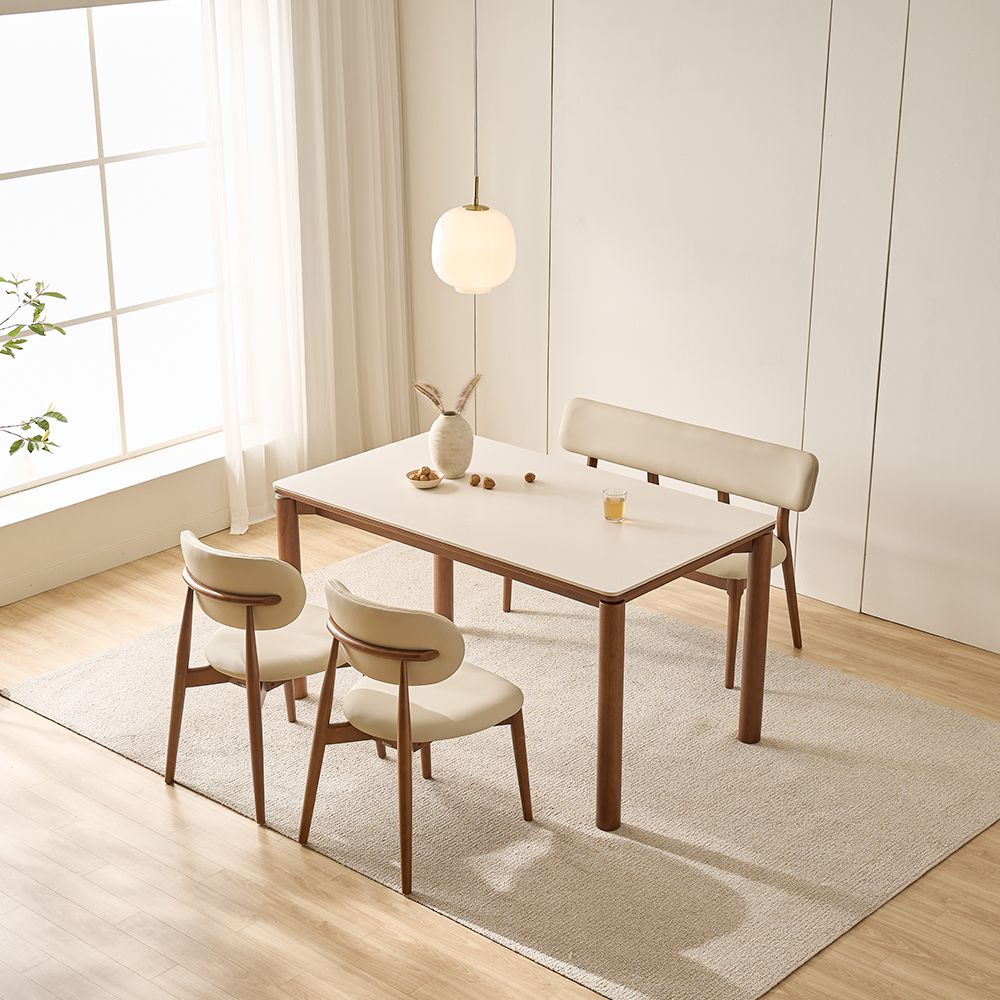 본톤 칼마 포세린 세라믹 원목 4인용 식탁세트 - 1400mm_CS-067B벤치+CS-067의자2개 