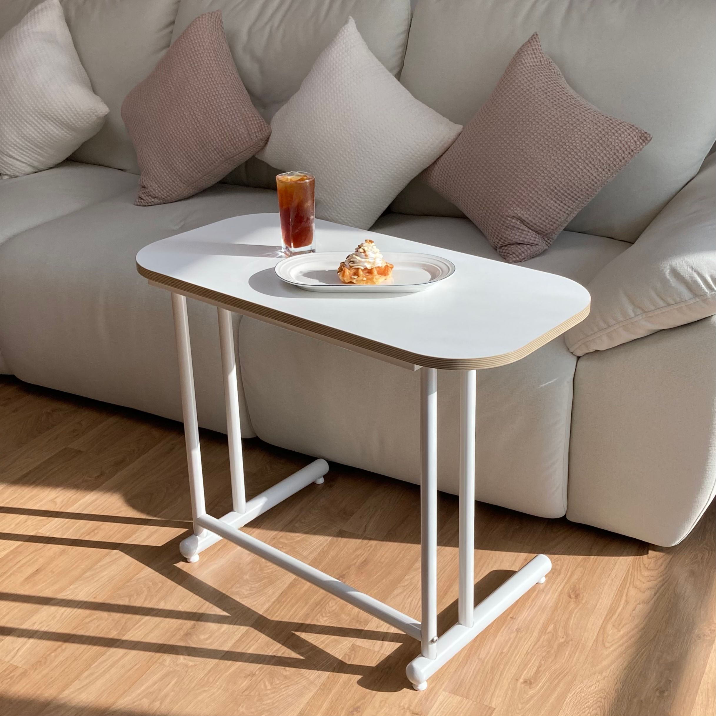 [신상품] 홈앤스틸 E0등급 철제 타원 소파 침대 협탁 사이드테이블 800 1000 - 기본형 800