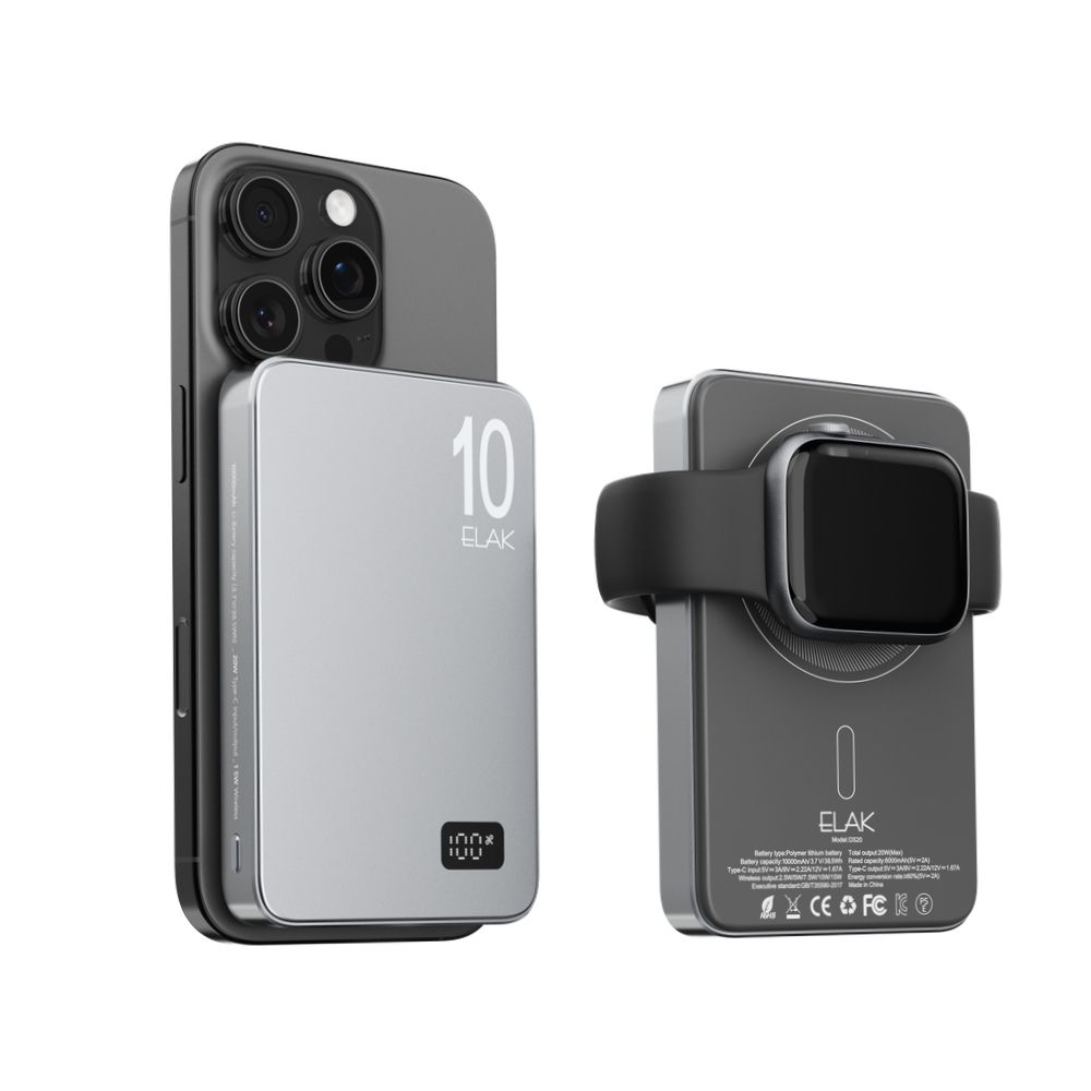 엘락 3in1 맥세이프 슬림 보조배터리 5,000mAH 애플워치 에어팟 충전 - 10000mAh 스페이스 그레이