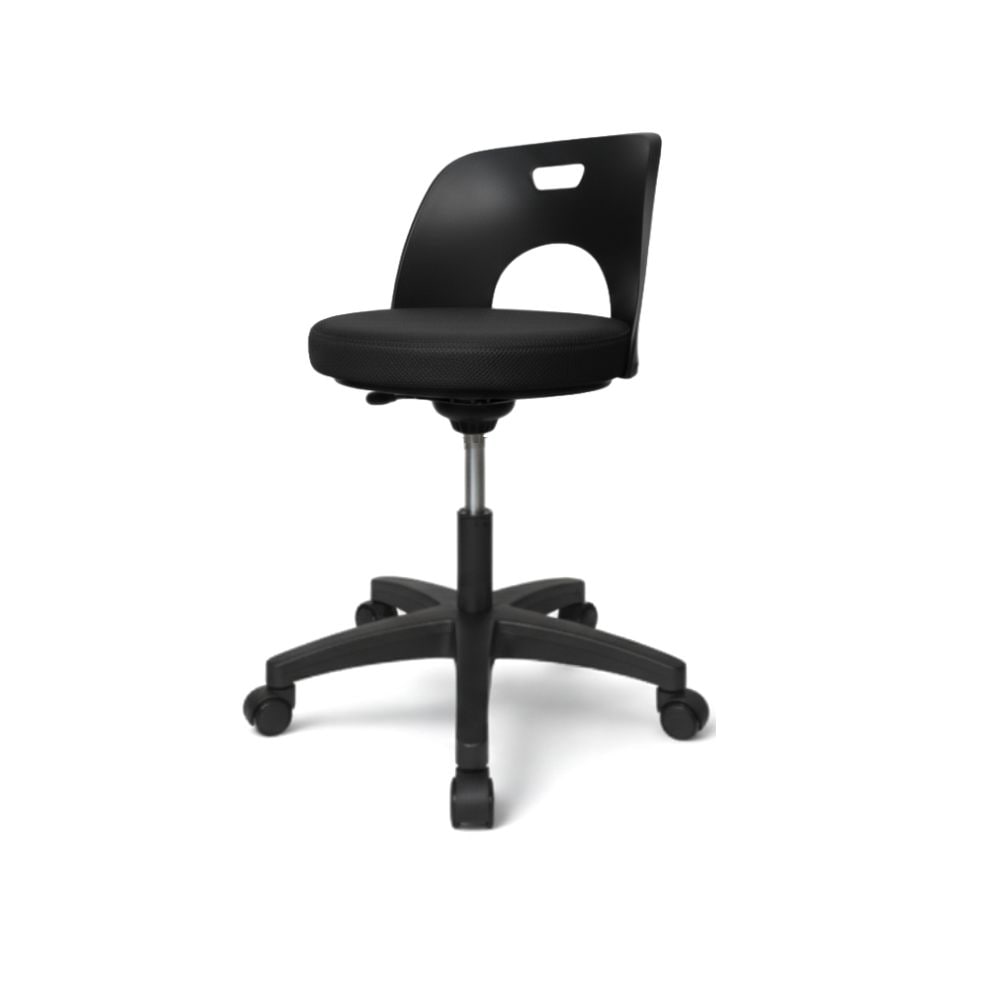 [오늘출발] [신상품] 상록수의자 회전형 등받이의자 쿠션 바퀴달린 원형스툴 미용 보조 - 등받이 O_기본형 블랙발&블랙