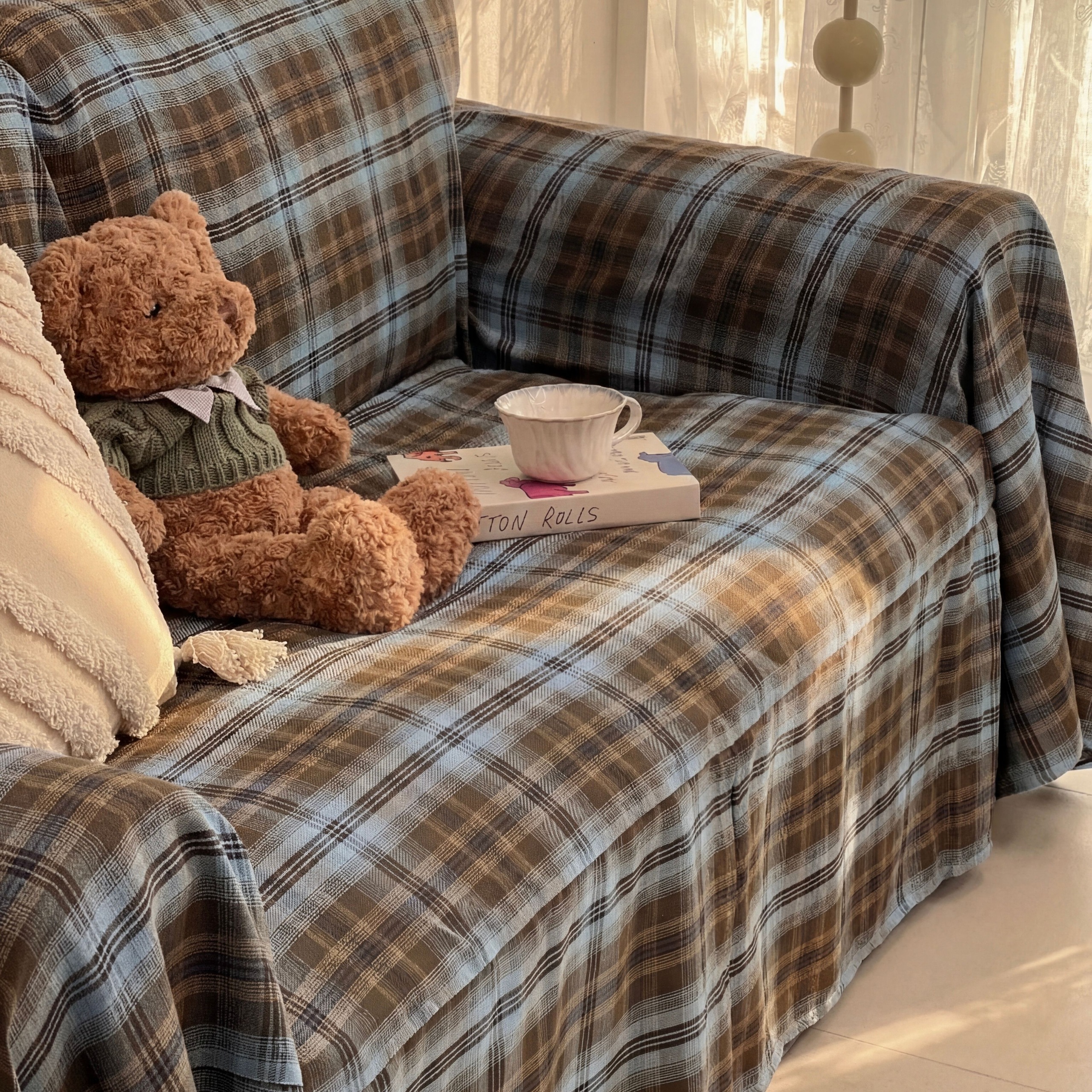 에르엔 사계절 초코 체크 모던 소파커버 소파덮개 천 4size - 260 x 210 cm (2인용)_모던 타입