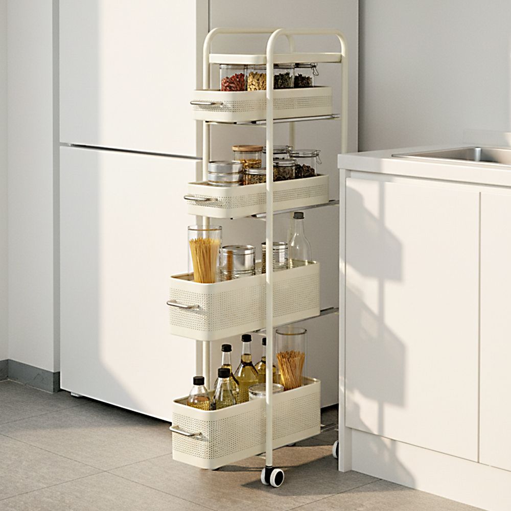 동화속나무 20cm 수납 틈새 수납장 슬림 이동식 선반 냉장고 세탁실옆 주방 트롤리 3단 4단 5단 - 5단 슬라이딩(CH001-5)_화이트(WH)