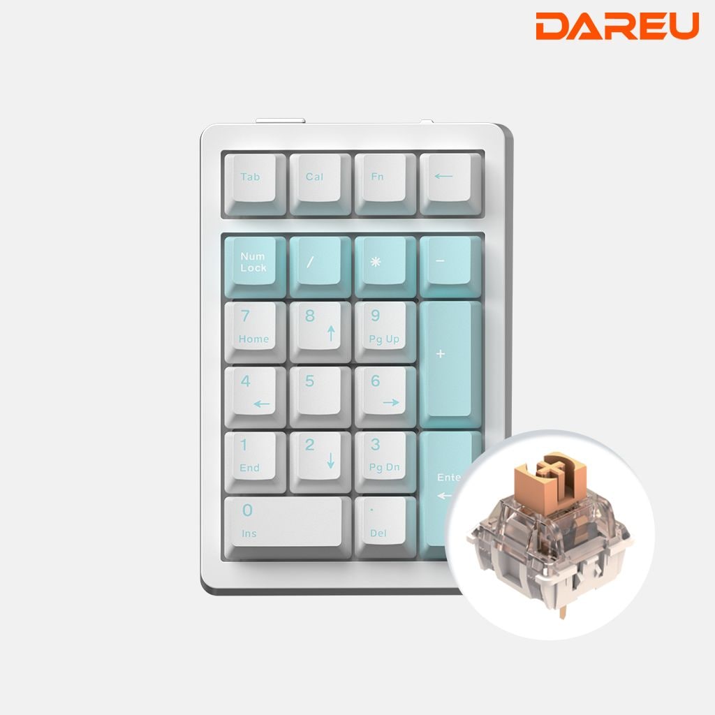 다얼유 EK21 유 무선 기계식 넘패드 넘버패드 - 아이스블루_저소음머스타드축