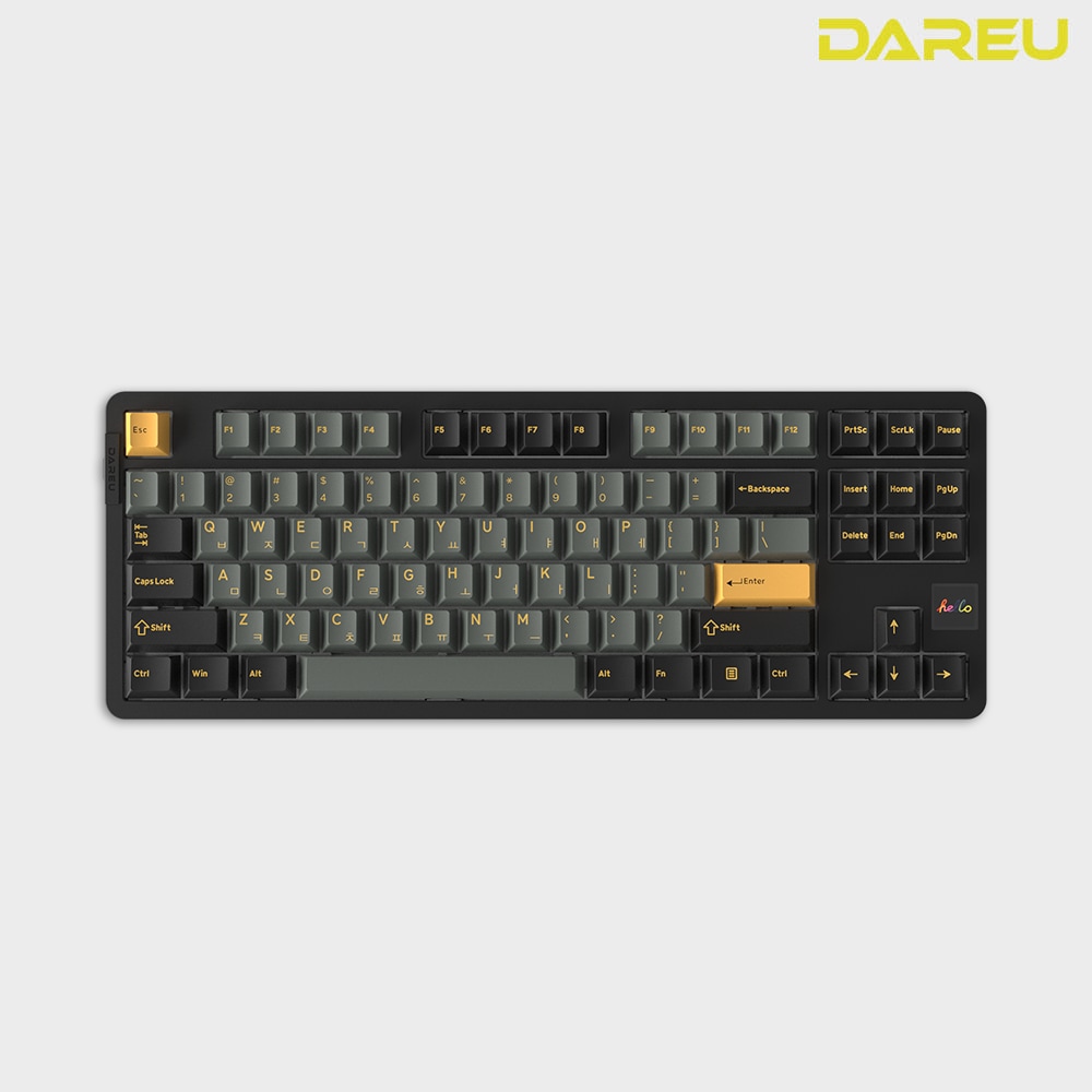 다얼유 A87PRO LCD 무선 기계식 키보드 텐키리스 한영각인 - 알루비얼골드_스카이V3축