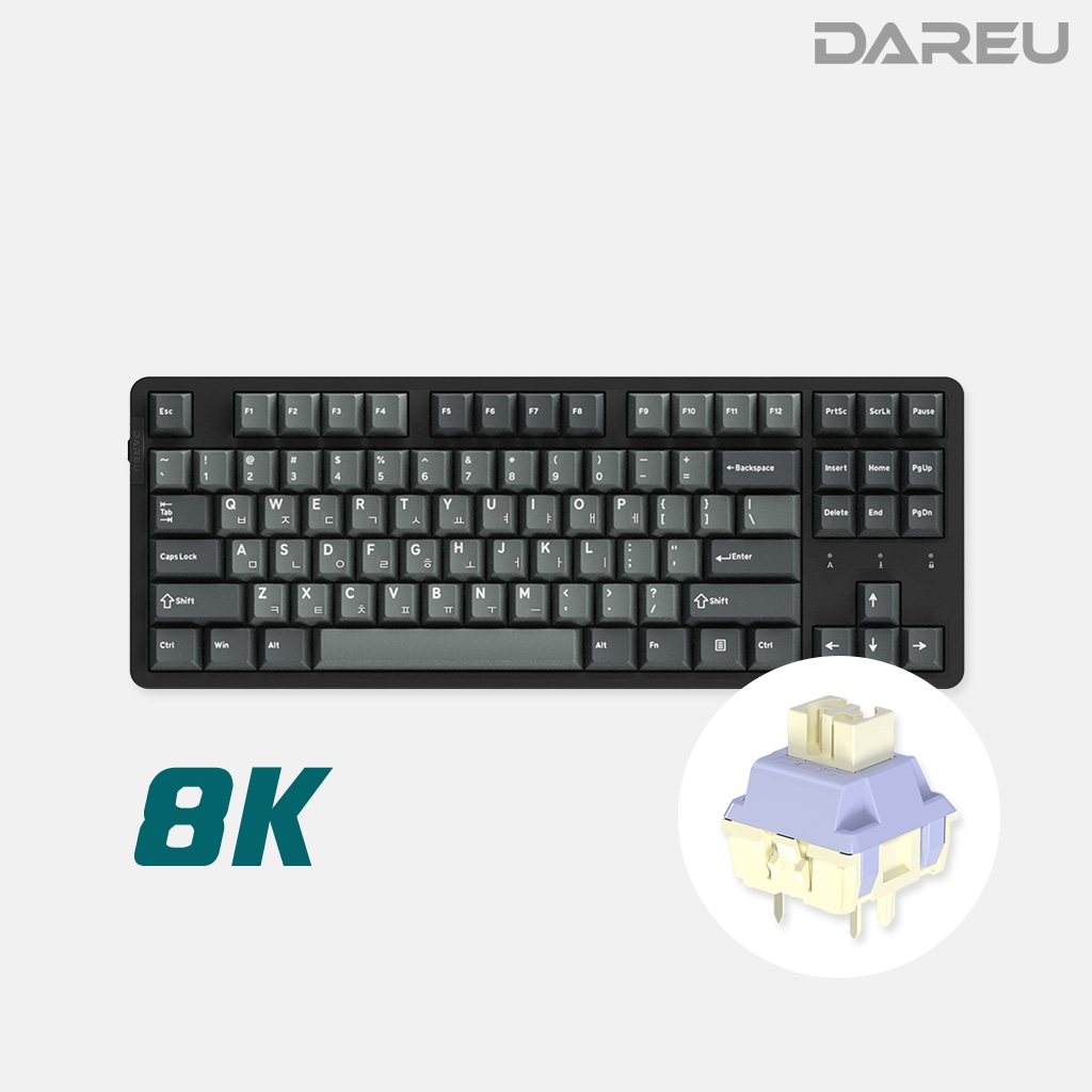 다얼유 EK87PRO 8K 유선 기계식 키보드 텐키리스 - 그레이블랙_저소음마쉬멜로축