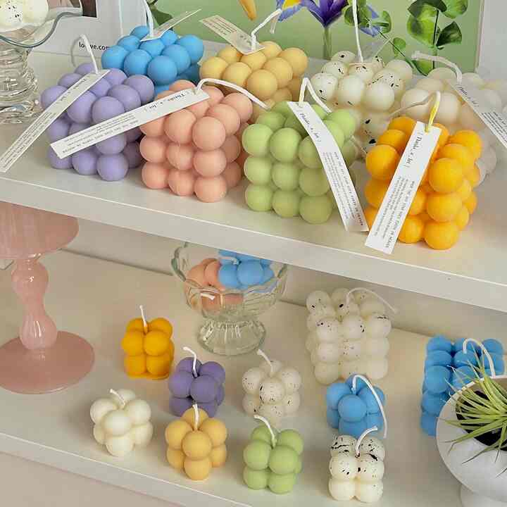 Pastel Bubble Cube Candle