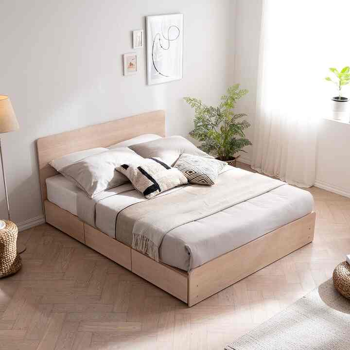 Mong sleep B 収納ベッドフレーム ヘッド型［3色・2サイズ］