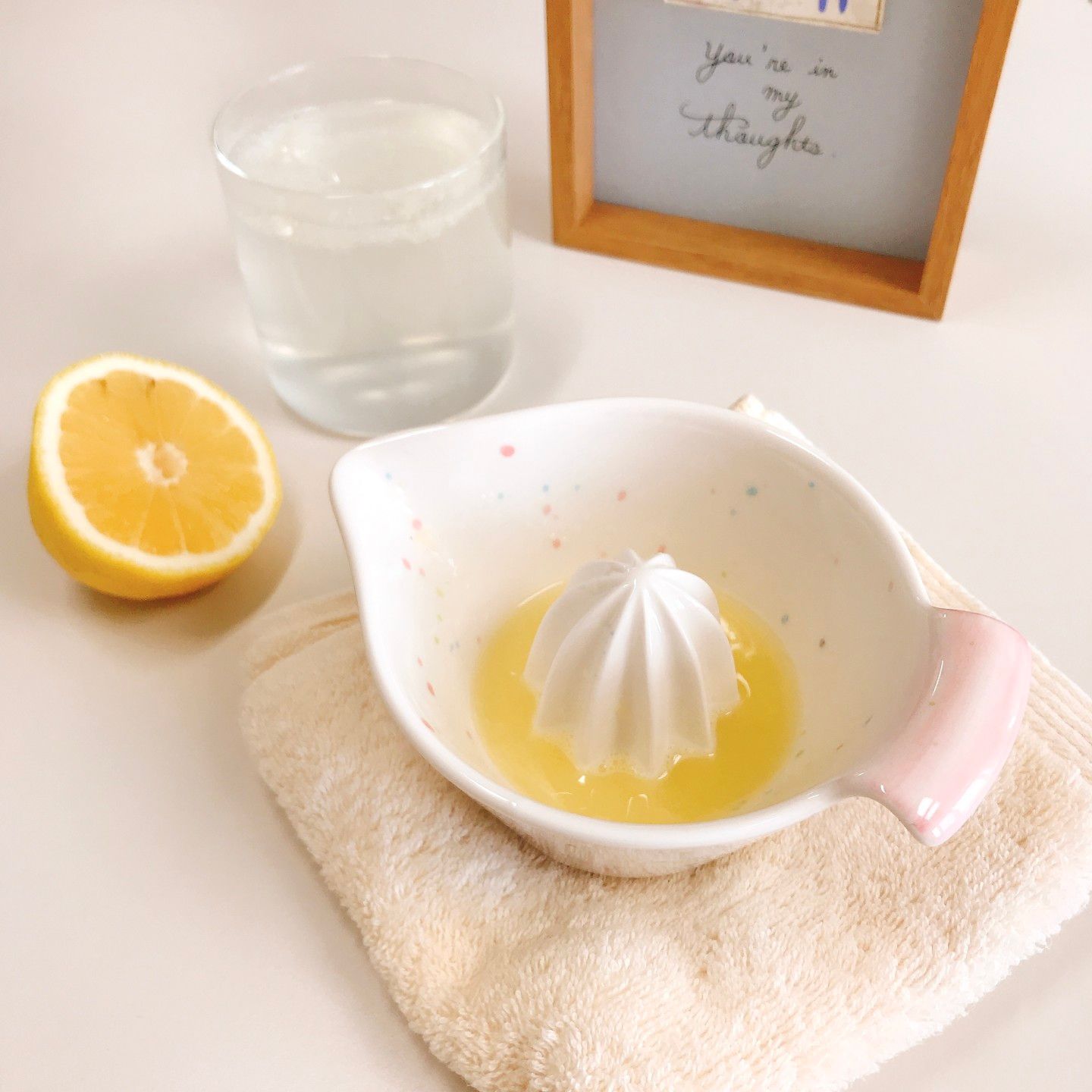 흙만지는그릇가게 잔물결 핑크 스파클 레몬 착즙기