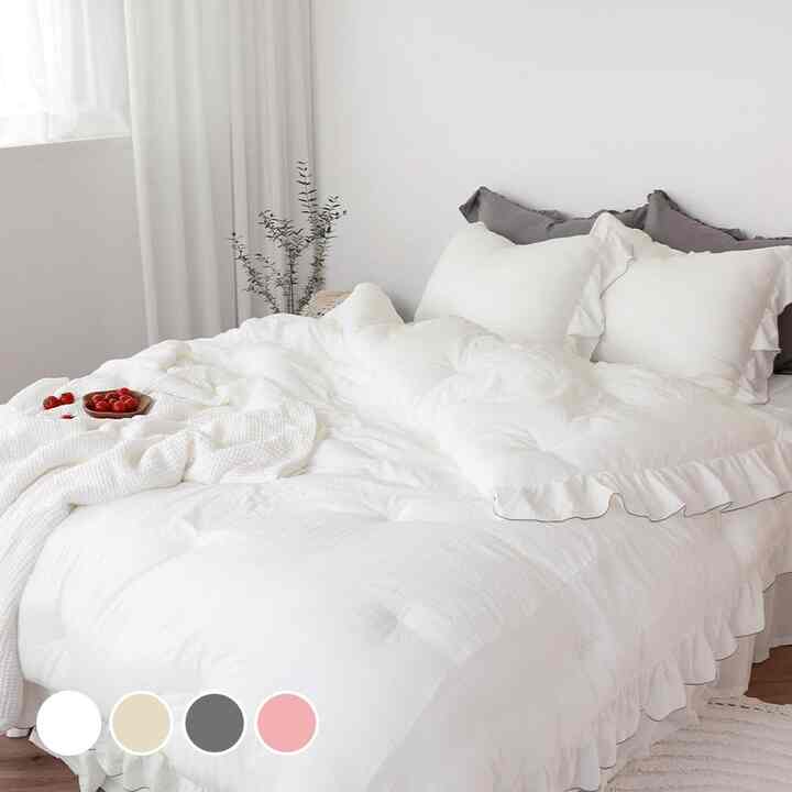 Pudding 純綿フリル掛け布団セット［10色・3サイズ］