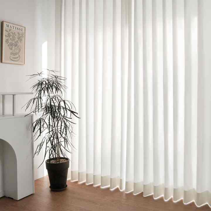 ホワイト遮光シフォンカーテン［3種］