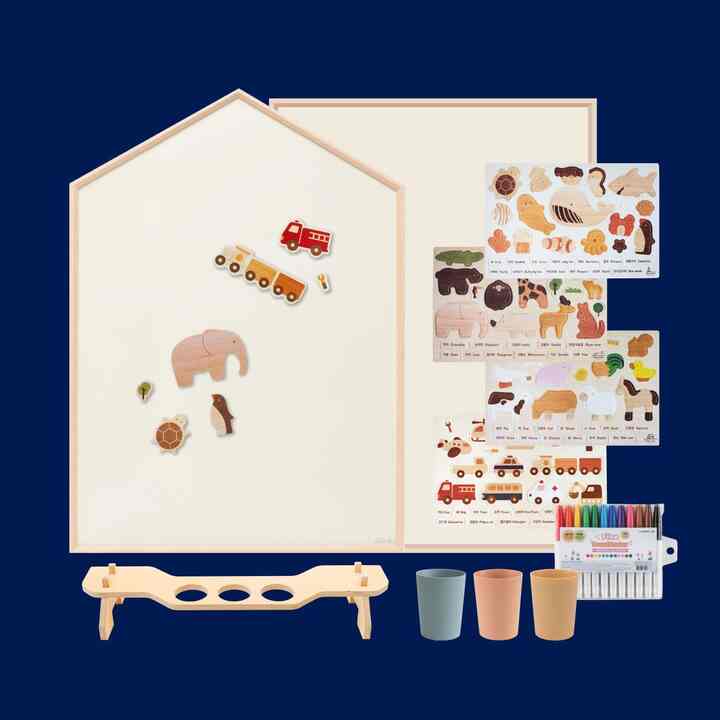 ホームスクーリングセット 幼児用マグネットホワイトボード 教材・文具付き 