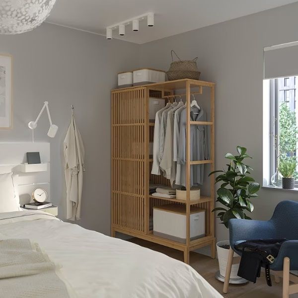 이케아 NORDKISA 오픈형 옷장 미닫이도어 대나무 