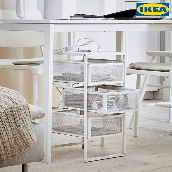 이케아 LENNART 렌나르트 서랍유닛/철제서랍/3단 서랍(FIXA 바닥보호스티커 20입 포함) 