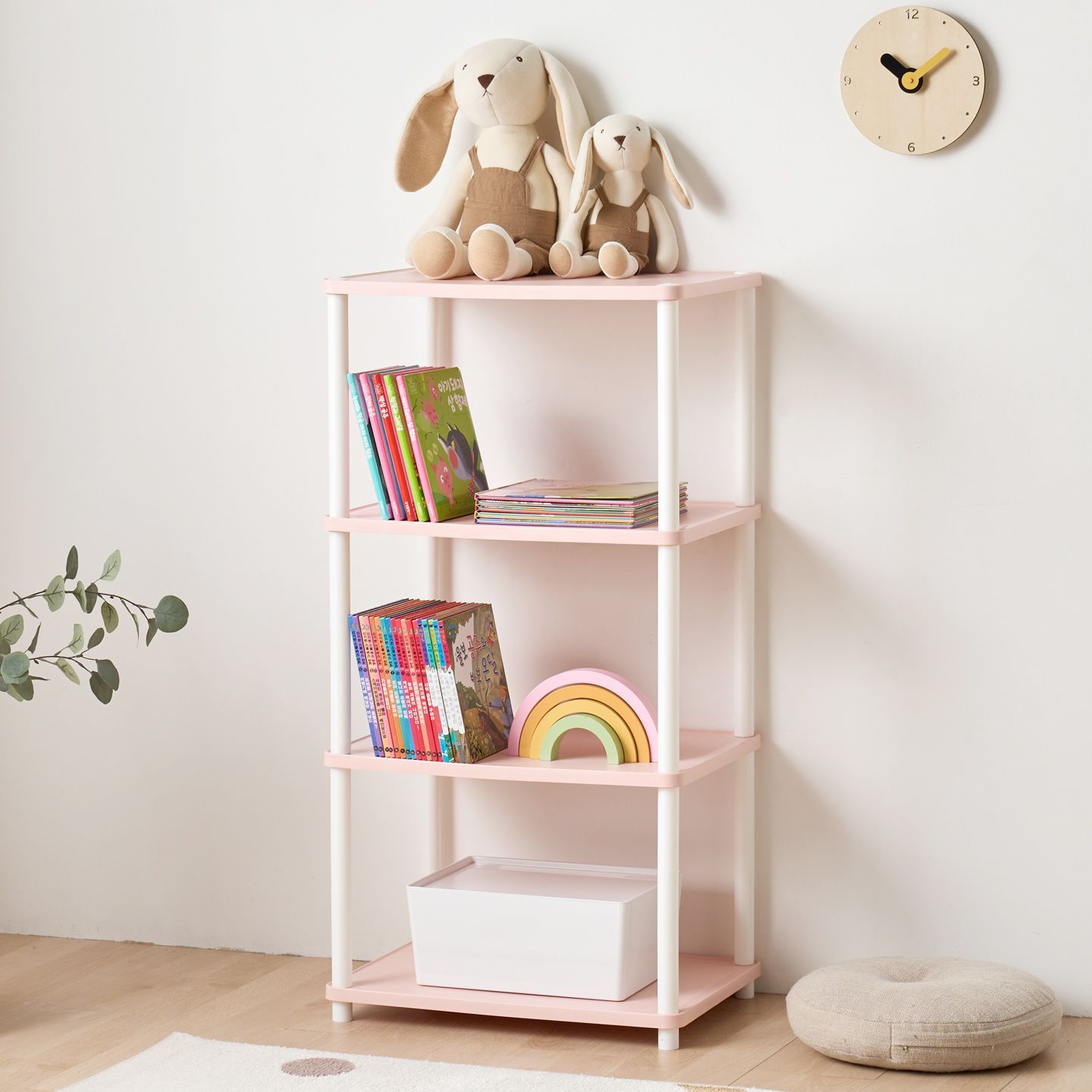 [가구레시피][오늘출발][신상품]가구레시피 데일리 플라스틱 PP소재 진열장 4단 다용도선반/렌지대/주방수납장/전자렌지대/장난감정리