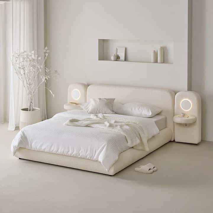 BEAN アクアテックス ファブリック ブークレー ベッドフレーム［3色・3サイズ］