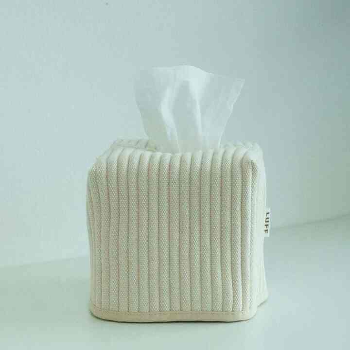 スクエア コットン ティッシュケース アイボリー