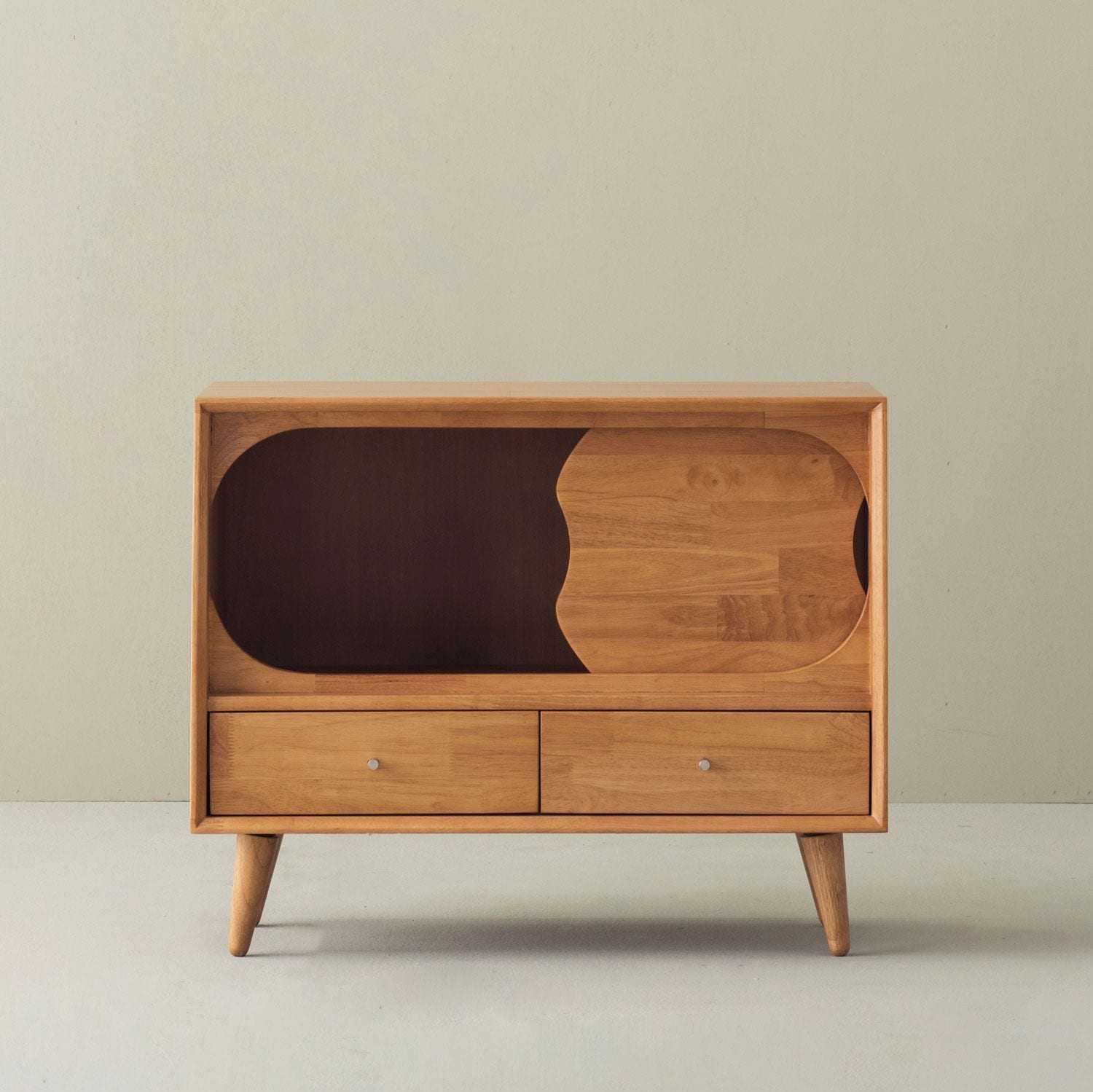 [신상품]스칸딕퍼니처 로하 원목 슬라이딩협탁/수납장/LP수납장/거실수납장(2color)