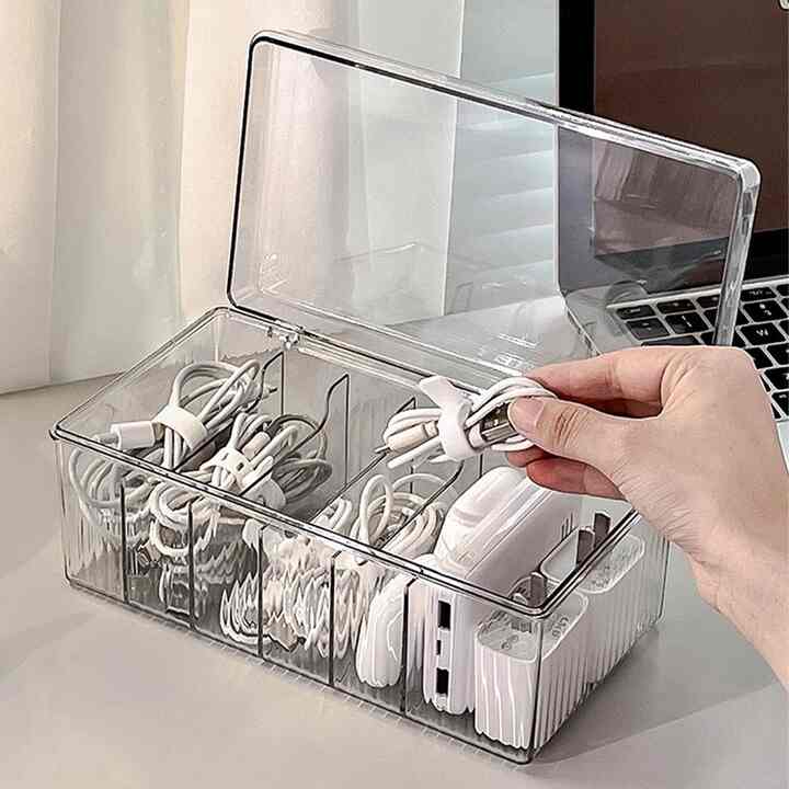 透明 アクリル  イヤーフォン USBケーブル オーガナイザー
