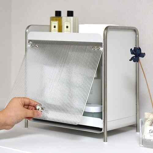 Metal Cosmetic Storage Organizer with Flip Door