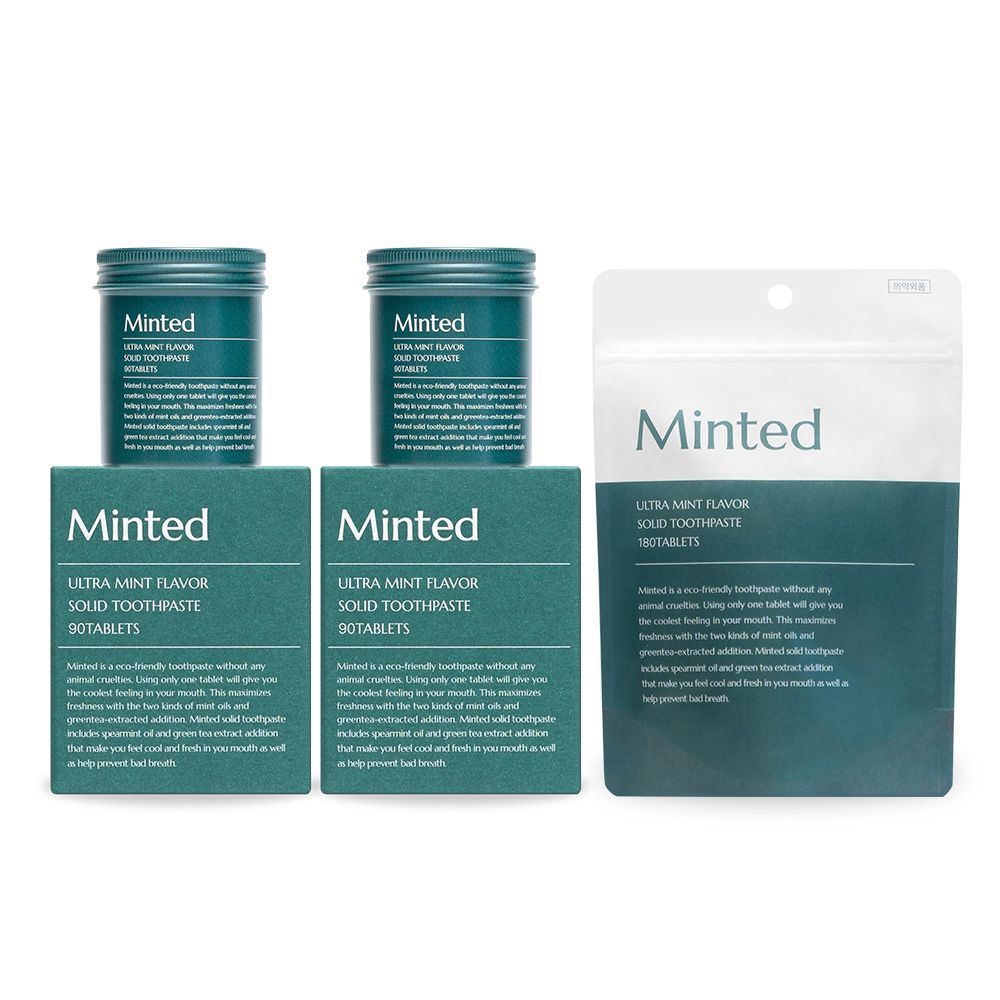 [오늘출발] [신상품] 민티드 천연성분으로 구취예방 울트라민트 고체치약 베이직 세트 (360정 / 6개월분)