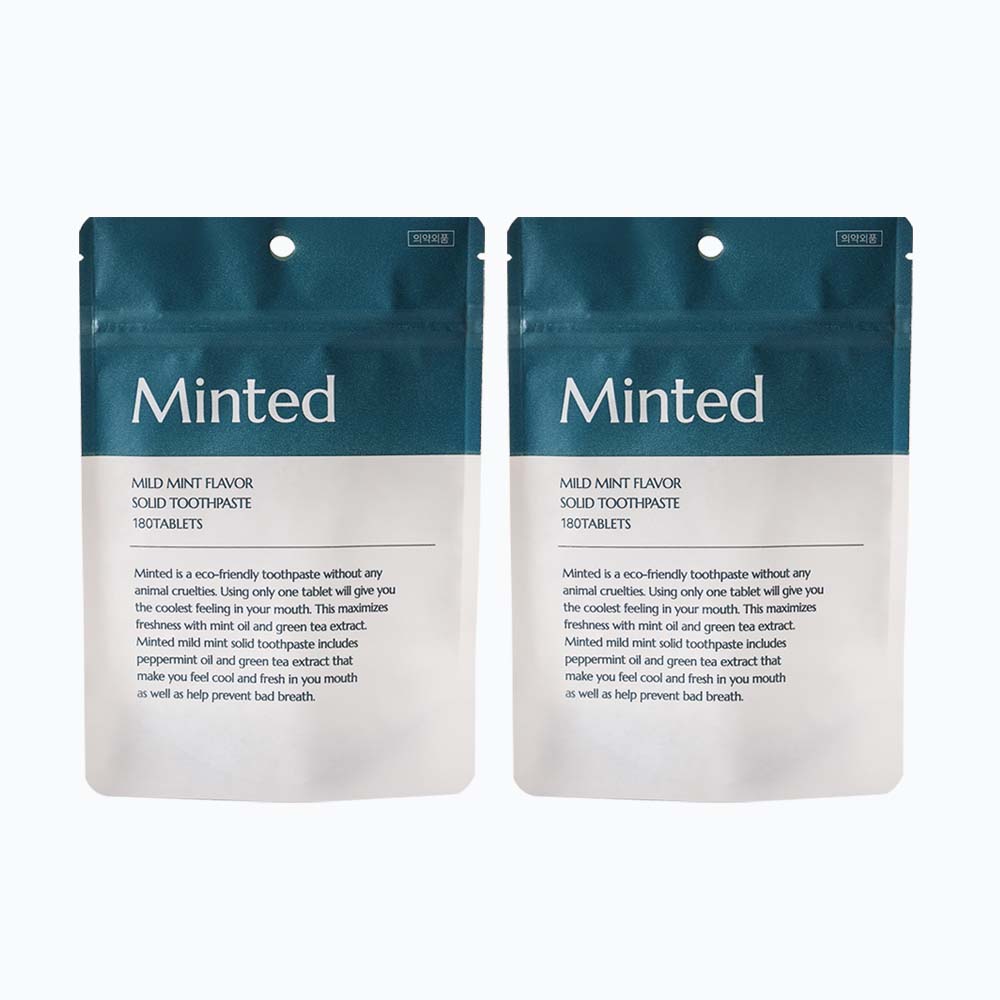 [오늘출발][신상품]민티드 천연성분으로 구취예방 마일드민트 고체치약 리필형 베이직 세트 (360정 / 6개월분)