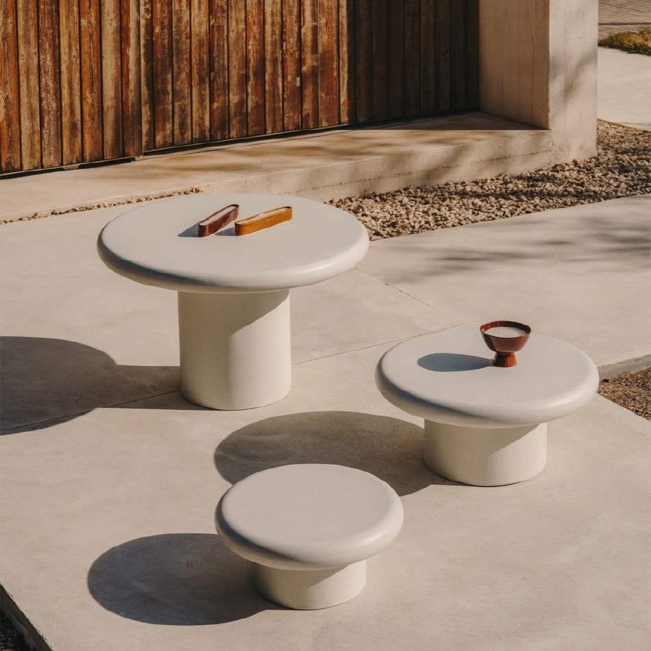 [신상품] 케이브홈 ADDAIA 다이아 화이트 시멘트 라운드 소파테이블 90cm