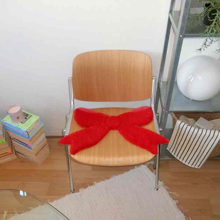 ハンドメイド リボン ラグ Red［2サイズ］