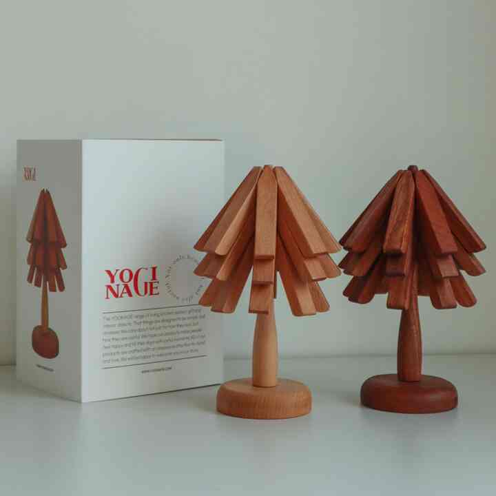 Tree Wooden Trivet Set