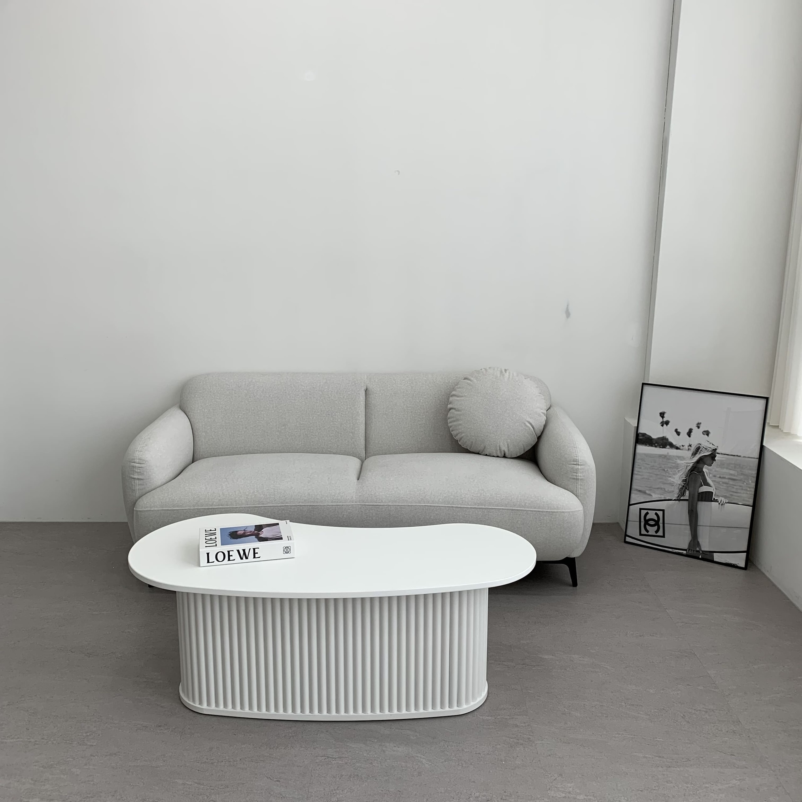 [신상품] 다은담다 화이트 템바보드 소파테이블 1200 구름형