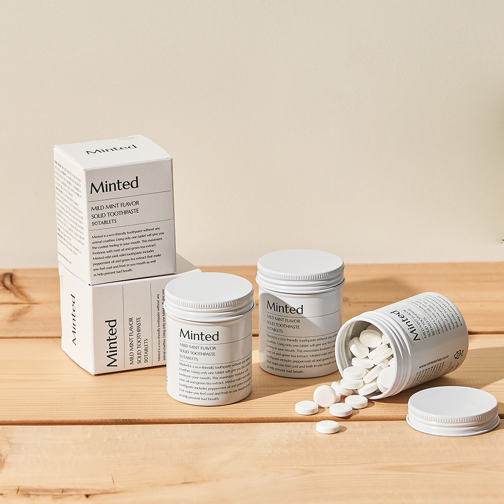 [오늘출발][신상품]민티드 천연성분으로 구취예방 마일드민트 고체치약 90정 (1.5개월분)