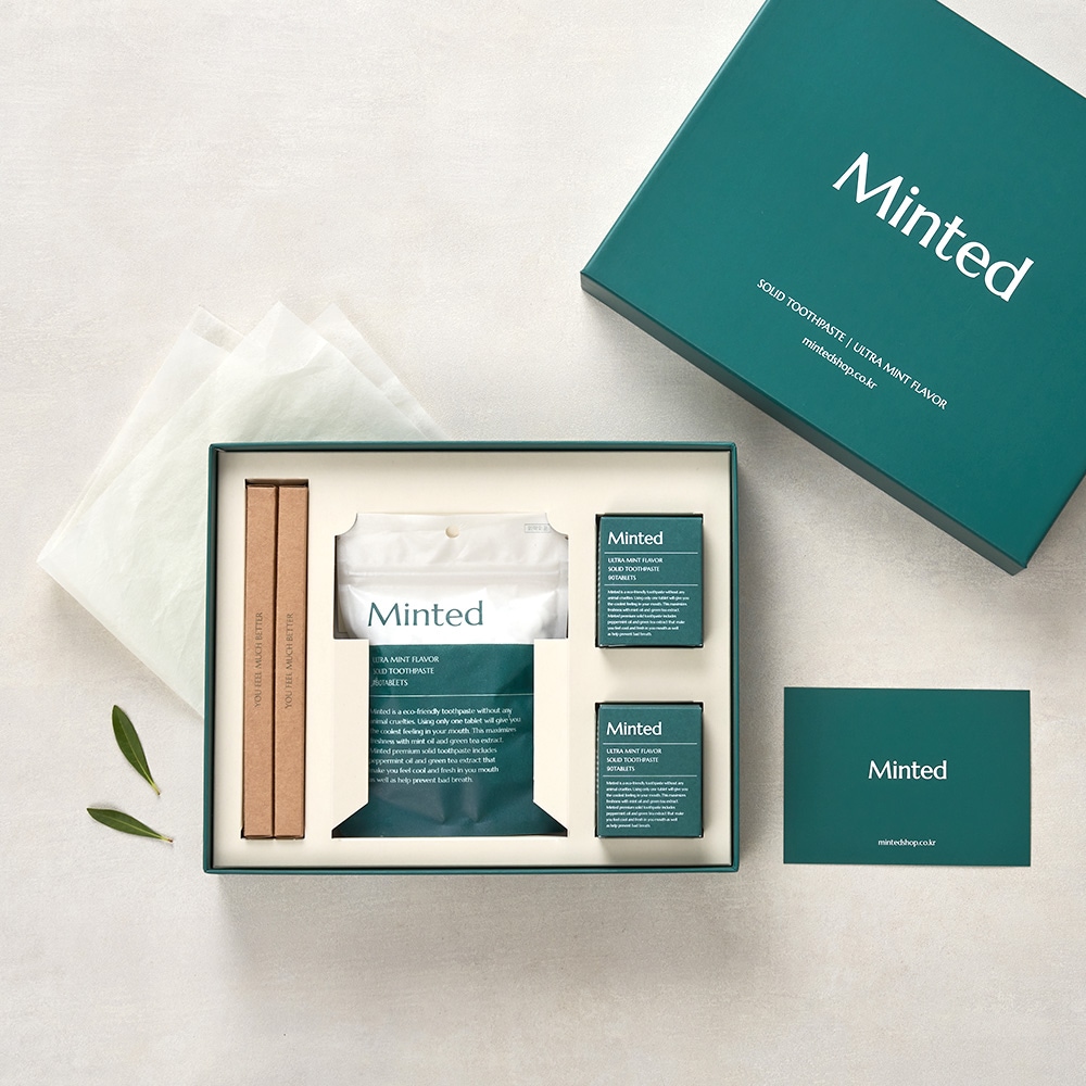 [오늘출발][신상품]민티드 천연성분으로 구취예방 울트라민트 고체치약 선물세트
