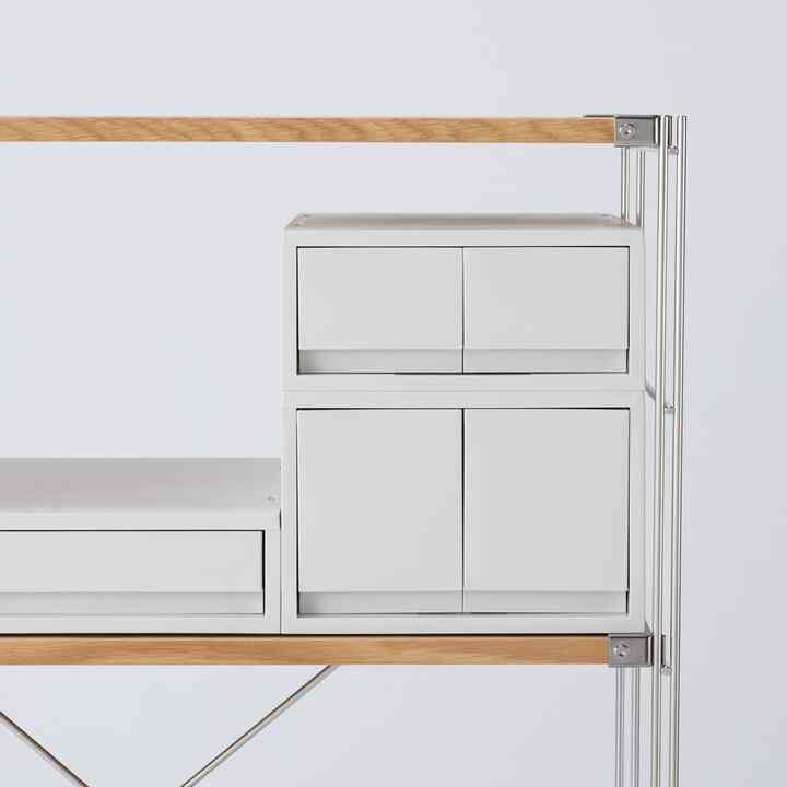 ポリプロピレンケース・引出式・深型・ホワイトグレー