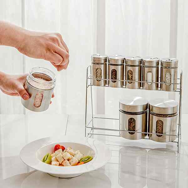 Stainless Steel 調味料ディスペンサー＆ホルダー セット