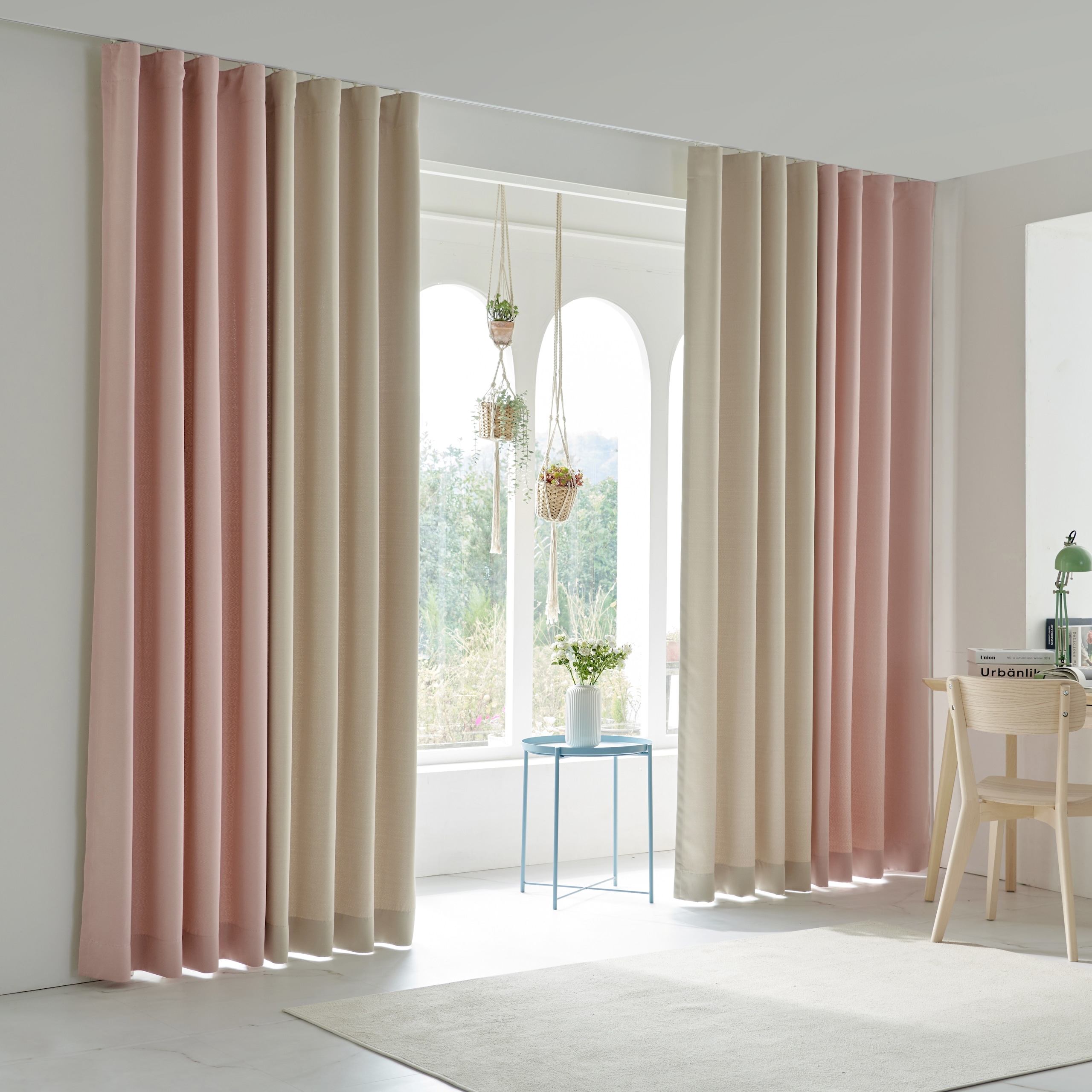 뷰하우스 비츠 3중직 사계절 원톤 투톤 암막커튼 아일렛 커튼+봉세트 