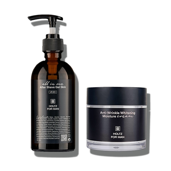 홀츠포맨 남성 남자 에프터 쉐이브 스킨 토너 모이스춰 수분 크림 100g 2종 세트 닦토 주름개선