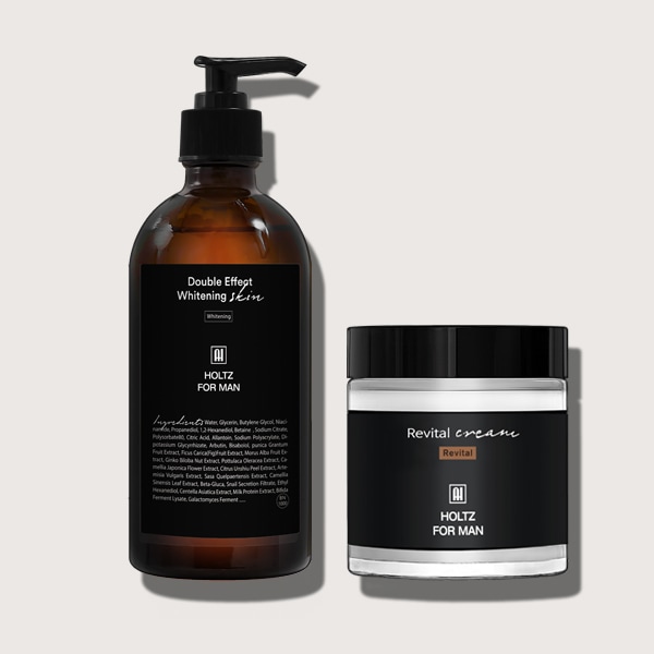 홀츠포맨 남성 남자 미백 스킨 토너 300ml 리바이탈 영양 크림 100g 2종 세트 닦토 주름개선