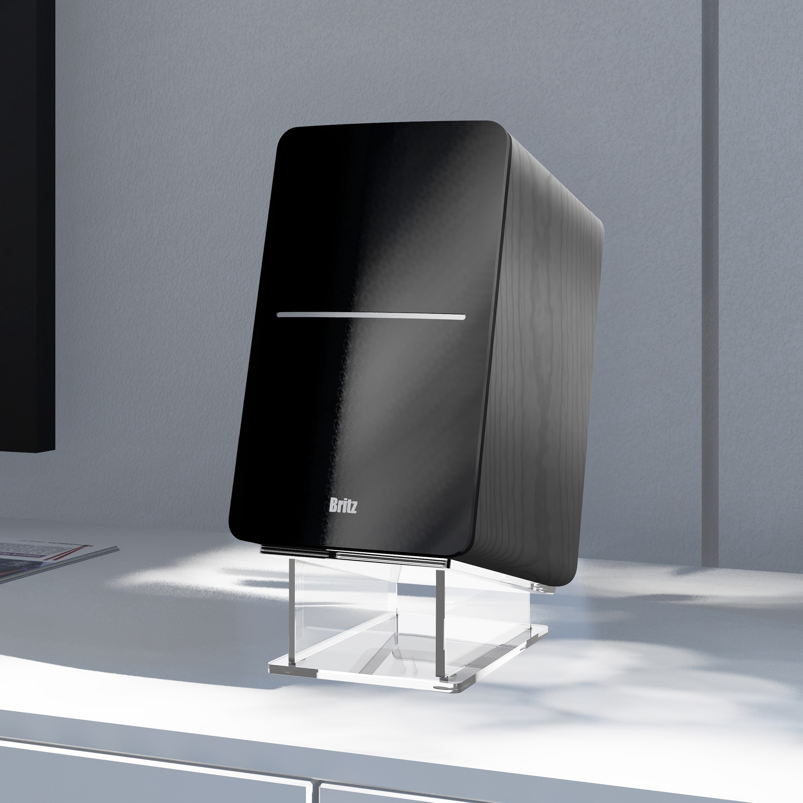 더윤 브리츠 BR-1600BT 스피커 아크릴 거치대 스탠드 받침대 투명 1세트