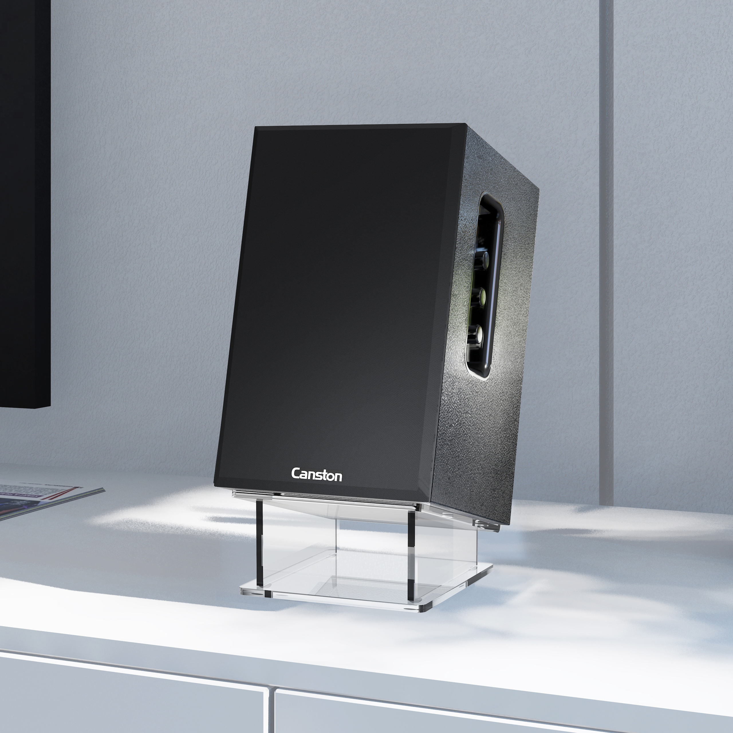 더윤 캔스톤 R770BT 스피커 거치대 아크릴 거치대 스탠드 받침대 투명 1세트