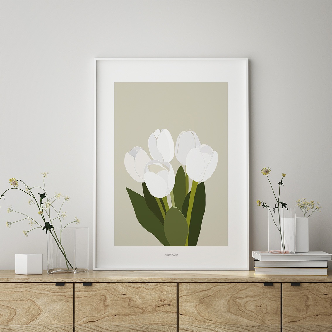 [신상품] 메종고니 감성 인테리어 플라워 포스터 _ 화이트 튤립프